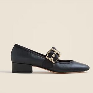 J. Crew Black Heels with Gold Buckle